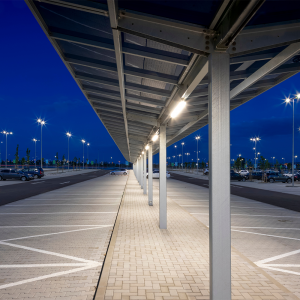 covered parking area solar led lighting