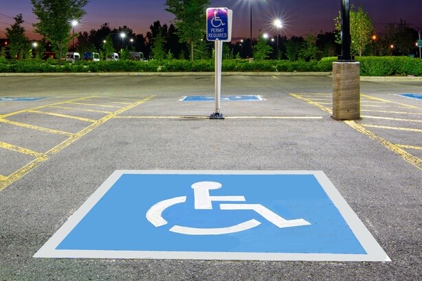 Disabled Car Park Bay at night